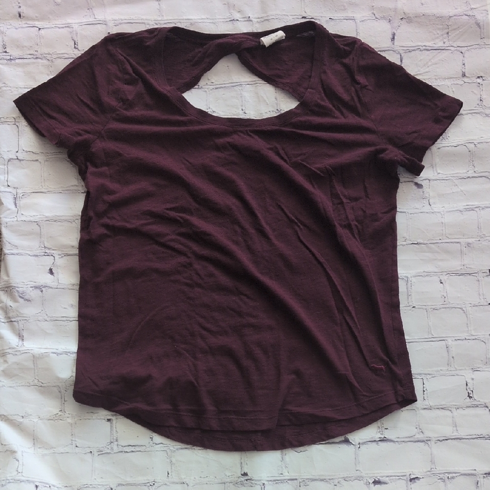 Victoria's Secret Pink Open Back Tee, Maroon, M, EUC